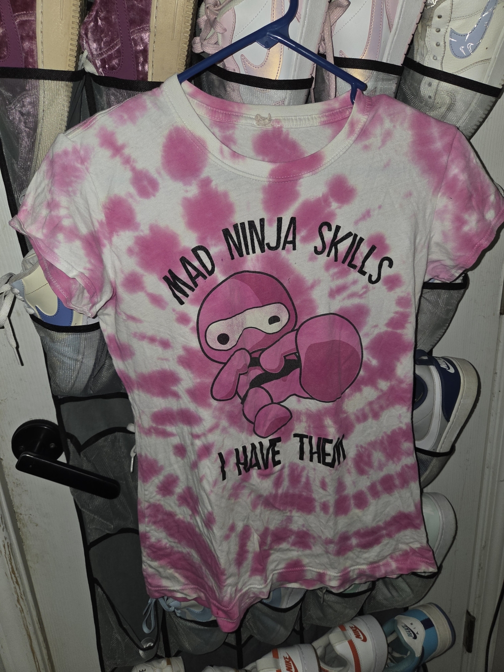Source Unknown Pink Tie-Dye "Mad Ninja Skills" Graphic Tee